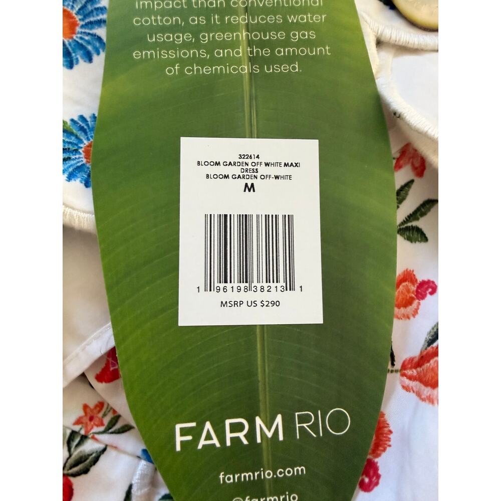 Farm Rio NEW Bloom Garden Off White Midi Dress, Med - Picture 10 of 14